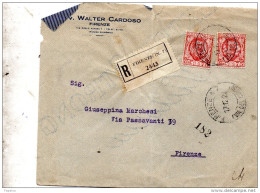 1921  LETTERA RACCOMANDATA CON ANNULLO FIRENZE 7 - Poststempel