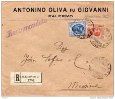1927 LETTERA RACCOMANDATA CON ANNULLO  PALERMO 3 - Storia Postale