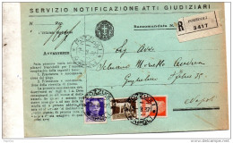 1937 LETTERA RACCOMANDATA CON ANNULLO POZZUOLI NAPOLI - Poststempel