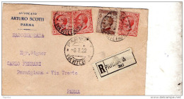 1922 LETTERA RACCOMANDATA CON ANNULLO PARMA - Storia Postale