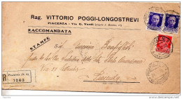 1930 LETTERA RACCOMANDATA CON ANNULLO PIACENZA 2 - Storia Postale