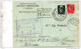 1941  CARTOLINA  RACCOMANDATA CON ANNULLO CREMONA - Storia Postale