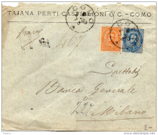 1893  LETTERA   RACCOMANDATA CON ANNULLO  COMO - Storia Postale