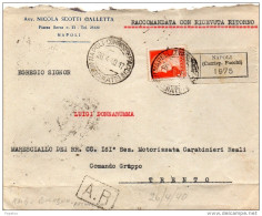 1940   LETTERA RACCOMANDATA CON ANNULLO NAPOLI - Storia Postale