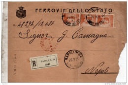 1921    LETTERA RACCOMANDATA  CON ANNULLO NAPOLI 34 RIONE VASTO - Storia Postale