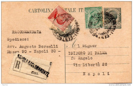 1925 CARTOLINA RACCOMANDATA CON ANNULLO NAPOLI - Stamped Stationery