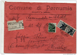 1947  LETTERA RACCOMANDATA CON ANNULLO PERNUMIA PADOVA - 1946-60: Marcophilia