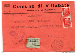 1944  LETTERA RACCOMANDATA  CON ANNULLO VILLABATE PALERMO - Poststempel