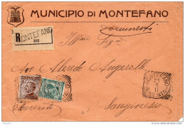 1911  LETTERA RACCOMANDATA CON ANNULLO MONTEFANO MACERATA - Poststempel