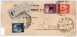 1948 LETTERA RACCOMANDATA   CON ANNULLO MANERBIO BRESCIA - 1946-60: Marcophilia