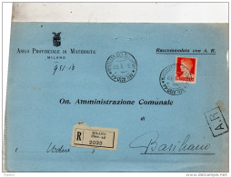 1938  LETTERA RACCOMANDATA CON ANNULLO MILANO 44 MERCATO PORTA VITTORIA - Storia Postale