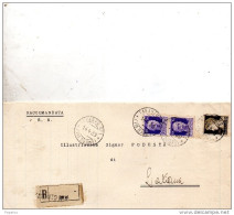 1939  LETTERA RACCOMANDATA CON ANNULLO TARANTO 1 VIA DUOMO - Storia Postale