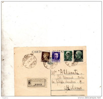 1937 CARTOLINA RACCOMANDATA CON ANNULLO PADERNELLO BRESCIA - Interi Postali