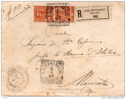 1907 LETTERA RACCOMANDATA CON ANNULLO S. SEVERO MARCHE MACERATA - Storia Postale