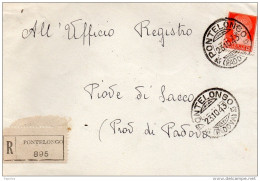 1943    LETTERA RACCOMANDATA  CON ANNULLO MONTELONGO PADOVA - Storia Postale