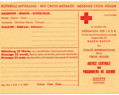 SUISSE..1940.  MESSAGE CROIX-ROUGE. CARTE NEUVE BEIGE ..AGENCE PRISONNIERS DE GUERRE.C.I. C.R. GENEVE. - Lettres & Documents