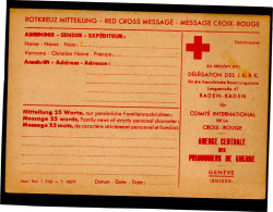 SUISSE..1940.  MESSAGE CROIX-ROUGE. CARTE NEUVE BEIGE ..AGENCE PRISONNIERS DE GUERRE.C.I. C.R. GENEVE. - Storia Postale