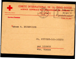 SUISSE..1940.  CARTE  CROIX-ROUGE 262 TER ..AGENCE PRISONNIERS DE GUERRE.C.I. C.R. VIA FRANCE - Storia Postale