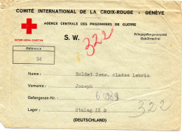 SUISSE..1942. CROIX-ROUGE..AGENCE PRISONNIERS DE GUERRE.C.I. C.R. VIA STALAG II/D. IX/B. DEUTSCHLAND - Covers & Documents