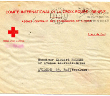 SUISSE..1941..AGENCE PRISONNIERS DE GUERRE.C.I. C.R. VIA FRANCE - Lettres & Documents