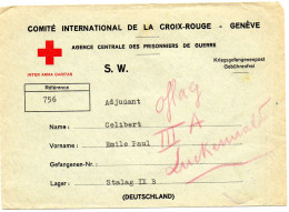 SUISSE.1942 CROIX-ROUGE..AGENCE PRISONNIERS DE GUERRE.C.I. C.R. VIA STALAD. IX/B. DEUTSCHLAND - Covers & Documents