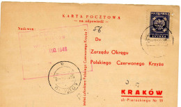 POLOGNE.1945. MESSAGE  POLSKI CZERWONY KRZYZ  (CROIX-ROUGE) LOOR - Brieven En Documenten