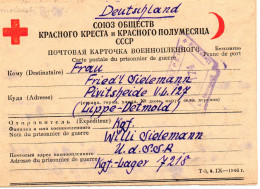 URSS.1948. KRIEGSGEFANGENER. CARTE CROIX-ROUGE.CENSUREE. MESSAGE FAMILIAL ROTES KREUZ  POUR DEUTSCHLAND. - Brieven En Documenten