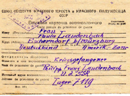 URSS.1947. KRIEGSGEFANGENER. MESSAGE FAMILIAL ROTES KREUZ (CROIX-ROUGE)  POUR DEUTSCHLAND.CENSURE - Brieven En Documenten