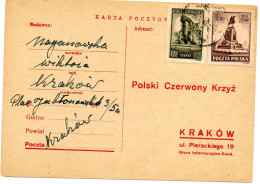 POLOGNE.1946. MESSAGE  POLSKI CZERWONY KRZYZ  (CROIX-ROUGE) KRAKOW - Covers & Documents