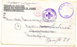 GRANDE-BRETAGNE.1945. PRISONNIER GUERRE ALLEMAND. "P.OW.CAMP 186". DOUBLE CENSURE. - Postmark Collection