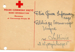 POLOGNE.1943. MESSAGE  POLSKI CZERWONY KRZYZ  (CROIX-ROUGE) WARSZAWA. - Autres & Non Classés