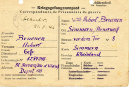 FRANCE.1946. CORRESPONDANCE PRISONNIER GUERRE ALLEMAND. DEPOT 115.ST SERVAN (ILLE ET VILAINE) Pour ALLEMAGNE - 2. Weltkrieg 1939-1945