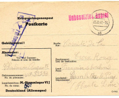 ALLEMAGNE.1942. RECU COLIS.PRISONNIER DE GUERRE FRANCAIS. STALAG VI J  POUR  FRANCE - Covers & Documents