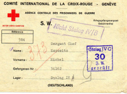 ALLEMAGNE.194.. COMITE INTERNATIONAL CROIX-ROUGE-A.P.G. GENEVE  STALAG IV/B Et STALAG IV G - Lettres & Documents