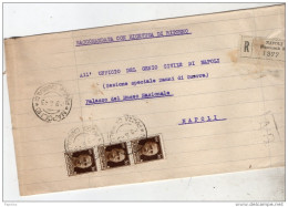 1943  LETTERA RACCOMANDATA CON ANNULLO NAPOLI 10 PIAZZA GARIBALDI - Storia Postale