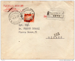 1938 LETTERA RACCOMANDATA CON ANNULLO PIACENZA 2 VIA ROMAGNOSI - Storia Postale