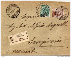 1911  LETTERA RACCOMANDATA CON ANNULLO PORTO CIVITANOVA MACERATA - Storia Postale