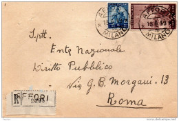 1949  LETTERA RACCOMANDATA CON ANNULLO AFFORI MILANO - 1946-60: Marcofilie