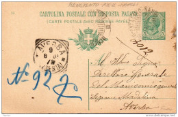 1909 CARTOLINA  CON ANNULLO AMBULANTE BENEVENTO . AVELLINO - NAPOLI - Postwaardestukken