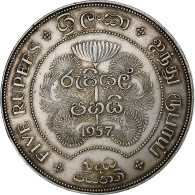 Sri Lanka , Elizabeth II, 5 Rupees, 1957, Argent, SUP, KM:126 - Sri Lanka