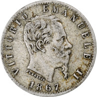 Italie, Vittorio Emanuele II, 20 Centesimi, 1867, Turin, Argent, TB+, KM:13.2 - 1861-1878 : Victor Emmanuel II.