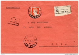 1942 LETTERA RACCOMANDATA CON ANNULLO TROPEA - Marcophilie