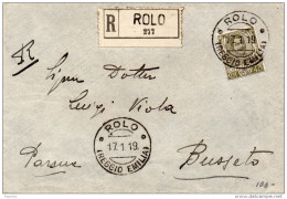 1919  LETTERA RACCOMANDATA CON ANNULLO ROLO REGGIO EMILIA - Marcophilie