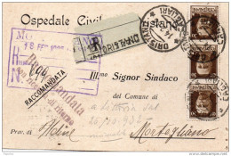 1935 CARTOLINA  RACCOMANDATA CON ANNULLO ORISTANO CAGLIARI - Storia Postale