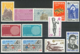 FRANCE - 1970/72,1074, 1985, & 1989, EUROPA STAMPS SERIES OF 12, UMM(**). - Ongebruikt