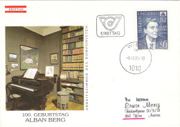 AUSTRIA POSTAL HISTORY / KOMPONISTEN ,MUSIC, ALBAN BERG 1985 ,CARD,FDC. - FDC