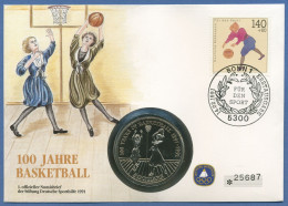 Bund 1991 Sporthilfe 100 Jahre Basketball Numisbrief Mit 5 Dollar Niue (N20) - Brieven En Documenten