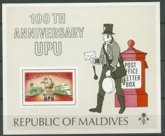 Malediven 1974 100 J. Weltpostverein UPU Eisenbahn Block 25 A Postfrisch (C6978) - Malediven (1965-...)