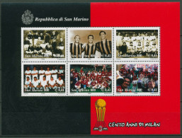 San Marino 1999 Fußball-Club AC Mailand Block 25 Postfrisch (C92986) - Blocs-feuillets
