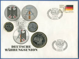 Bund 1990 Deutsche Währungsunion Numisbrief 1 DM, 1 Mark + Medaille (N13) - Lettres & Documents